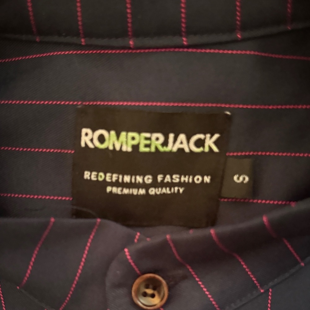 Men's Navy Striped Shirt - Picture 2 of 6
